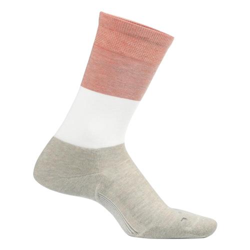 Feetures Women's Everyday Mod Block Cushion Crew Socks Oatmeal