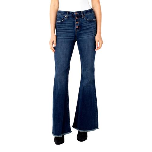 Liverpool Women's Hi-Rise Flare Exposed Buttons Fray Hem Jeans Missoula