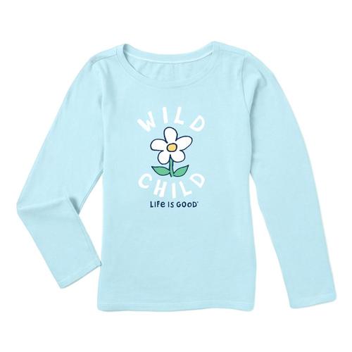 Life is Good Girls Wild Child Long Sleeve Crusher Tee Bchblue