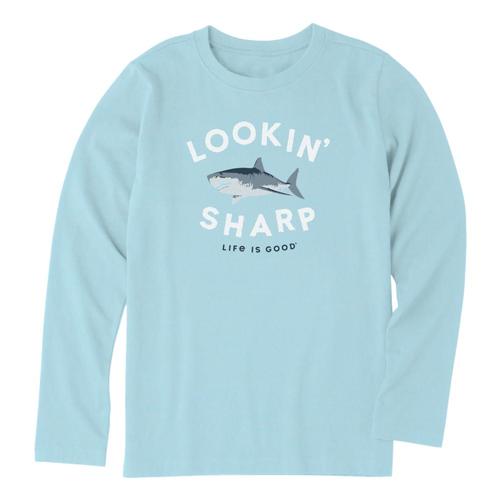 Life is Good Boys Lookin' Sharp Shark Long Sleeve Crusher Tee Bchblue