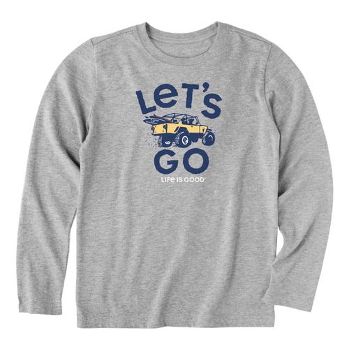 Life is Good Boys Let's Go 4x4 Long Sleeve Crusher Tee Hthrgray