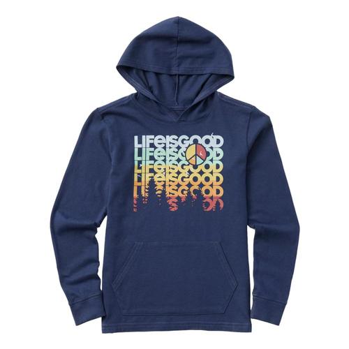 Life is Good Boys Peace Out Spectrum Long Sleeve Hooded Crusher Tee Drkstblue