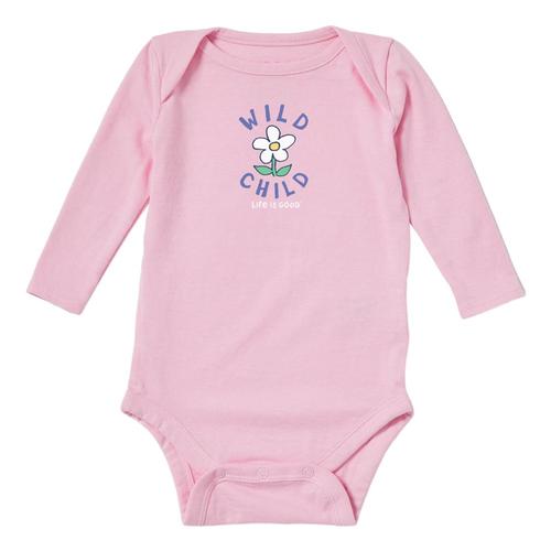 Life is Good Baby Wild Child Long Sleeve Crusher Bodysuit Hpypink