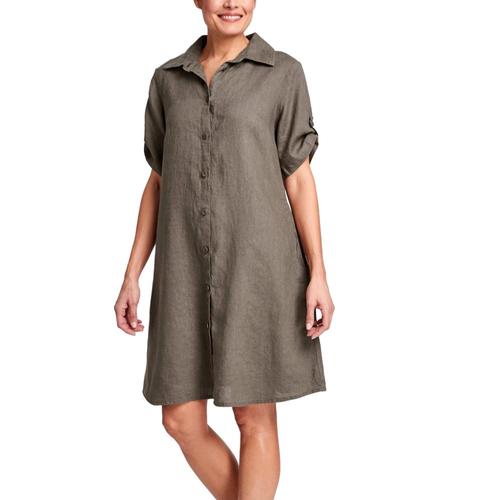 FLAX Women’s Work Shirt Dress Mink