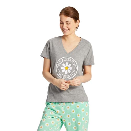 Life is Good Women's Have a Nice Daisy Snuggle Up Relaxed Sleep Vee Heathergray