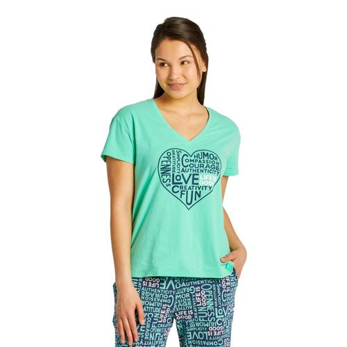 Life is Good Women's Superpower Love Snuggle Up Relaxed Sleep Vee Spearmintgrn