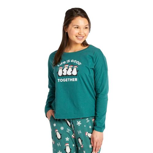 Life is Good Women's LIG Together Snuggle Up Relaxed Sleep Long Sleeve Tee Sprucegreen