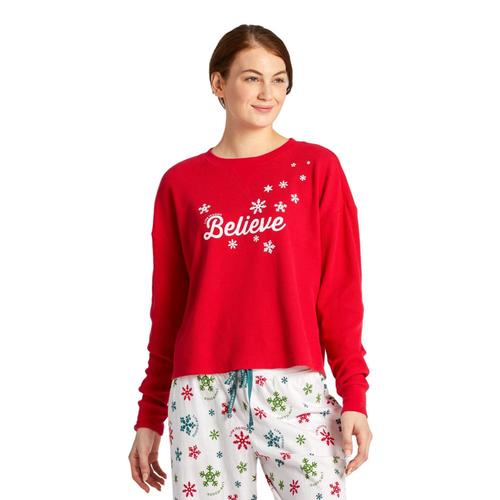 Life is Good Women's Believe Thermal Long Sleeve Sleep Tee Positivered