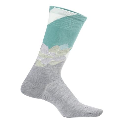 Feetures Women's Everyday Ultra Light Crew Neo Floral Socks Lightgray