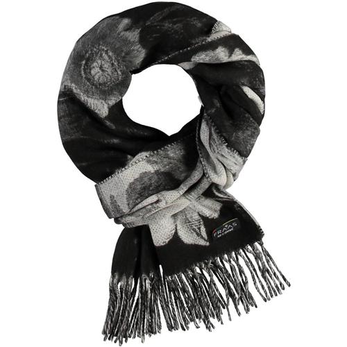 V. Fraas Garden Floral Woven Cashmink Scarf Blkwht_990