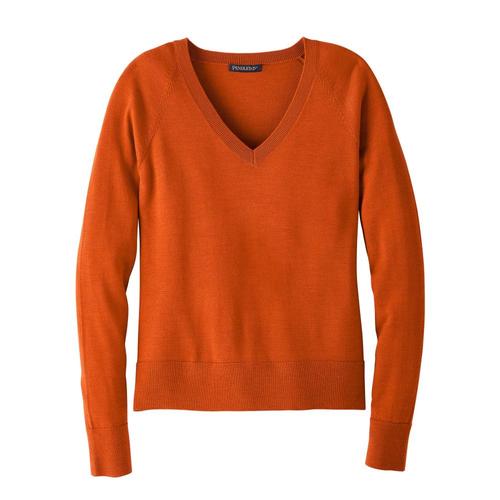 Pendleton Women's Timeless Merino V-Neck Sweater Bakedclay_73829