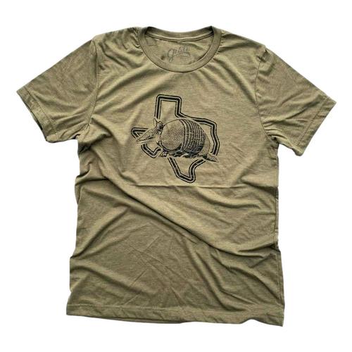Gusto Tees Men's Armadillo Texas T-shirt Olive
