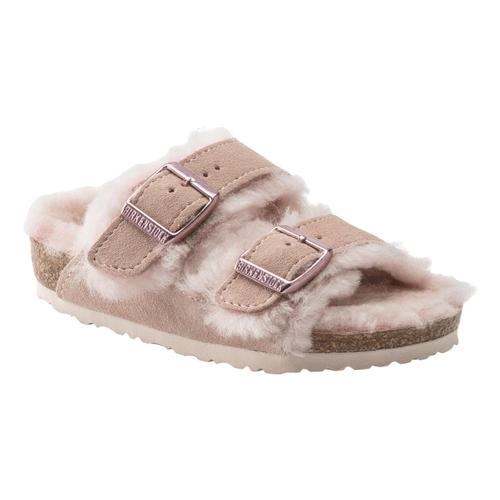 Birkenstock Kids Arizona Shearling Suede Leather Sandals - Narrow Lightrose