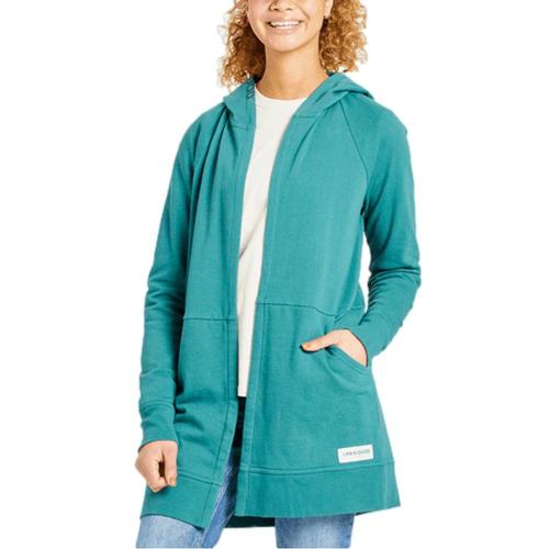 Life Is Good Women's Simply True French Terry Beyond Hip Hoodie Sprucgreen