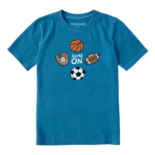 Life is Good Kids Game On Sports Crusher Tee Perblue