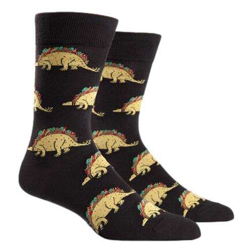 Sock It to Me Men's Tacosaurus Crew Socks Black