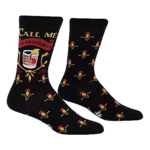 Sock It to Me Men's Call Me Old Fashioned Crew Socks Black