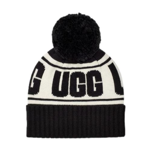 UGG Women's Knit Logo Stadium Beanie Black_blk