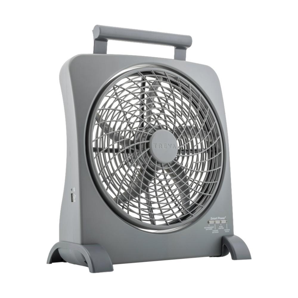 Smart Power Rechargeable Fan with AC/DC Adapters GREY