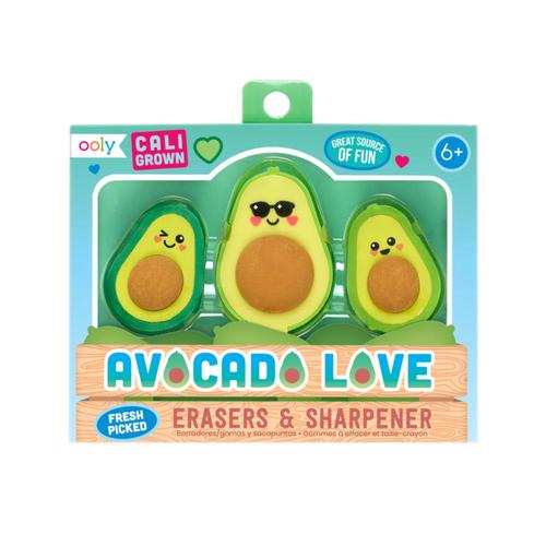 OOLY Avocado Love Eraser and Sharpener Set of 3