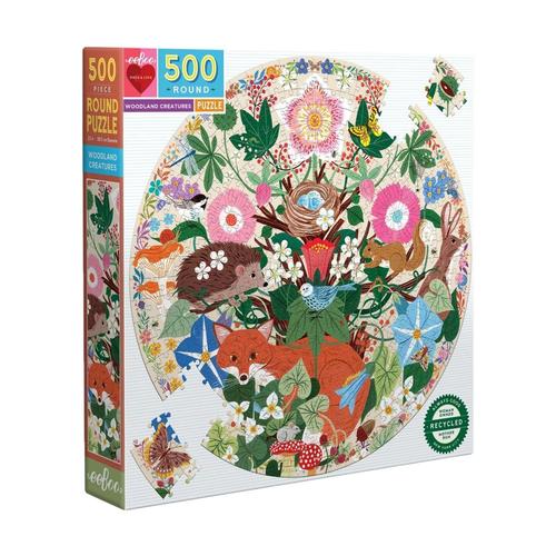 eeBoo  Woodland Creatures 500-Piece Round Jigsaw Puzzle