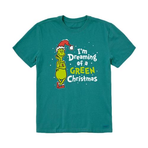 Life is Good Men's Grinch Dreaming of a Green Christmas Crusher Tee Sprucgreen