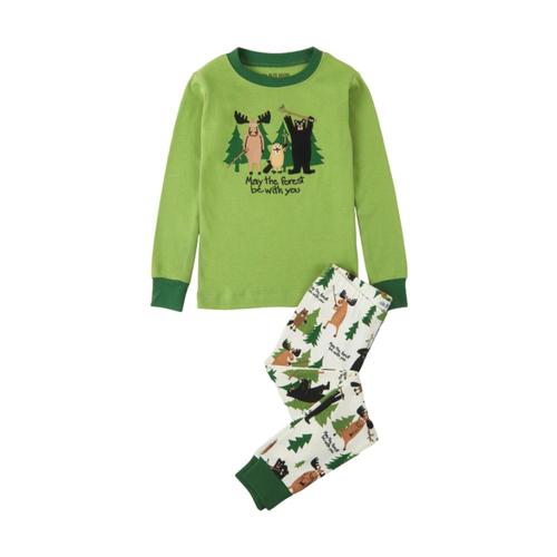 Little Blue House May The Forest Be With You Kids Applique Pajama Set Green