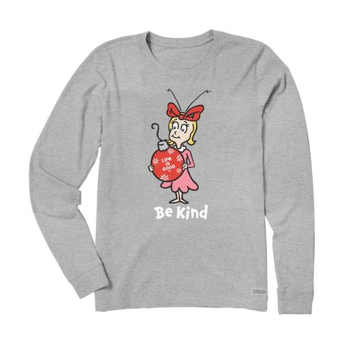 Life is Good Kids Cindy-Lou Be Kind Long Sleeve Crusher Tee Hthrgray