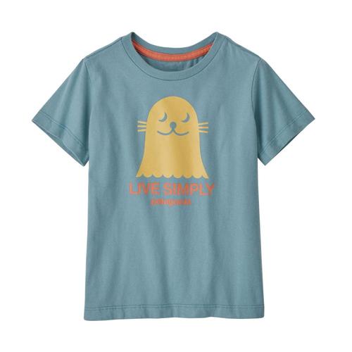 Patagonia Toddlers Baby Regenerative Organic Certified Cotton Live Simply Tee Shirt Upblue_lsub