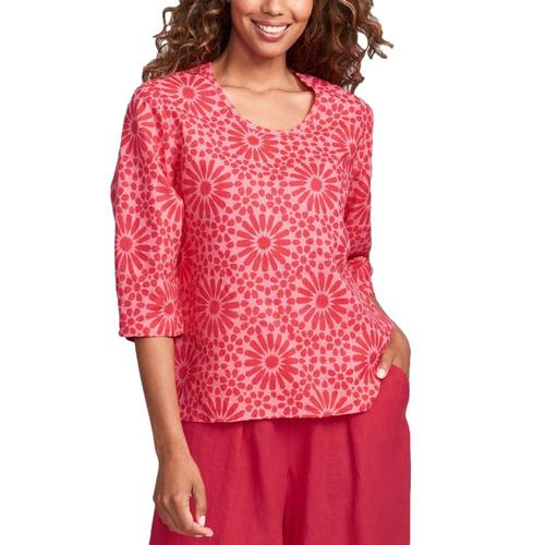 FLAX Women's 3/4 Pullover Pinkprint