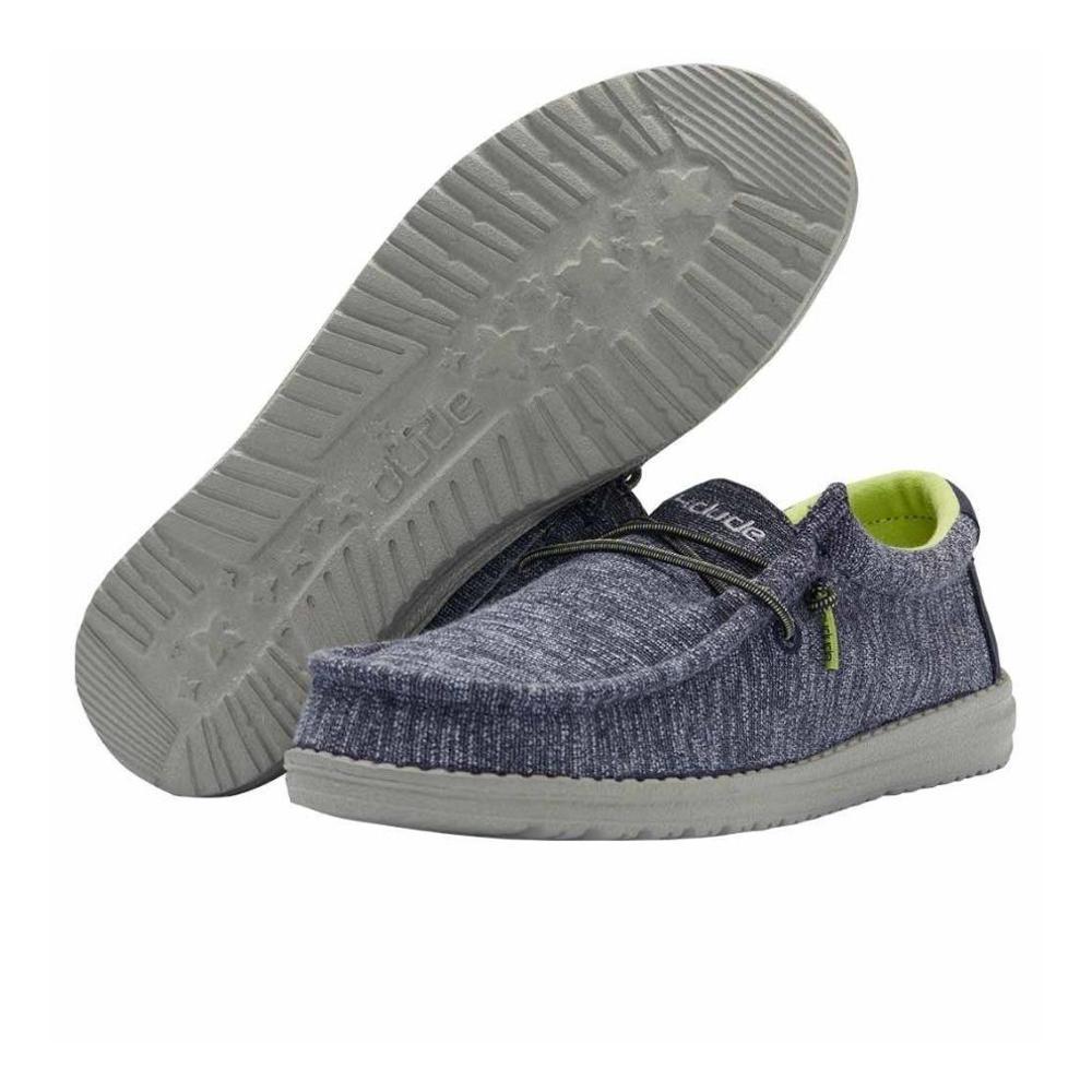 Hey Dude Boys Wally Youth Stretch Shoes NAVY