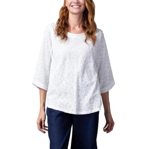 Habitat Women's All Over Embroidered Pullover White