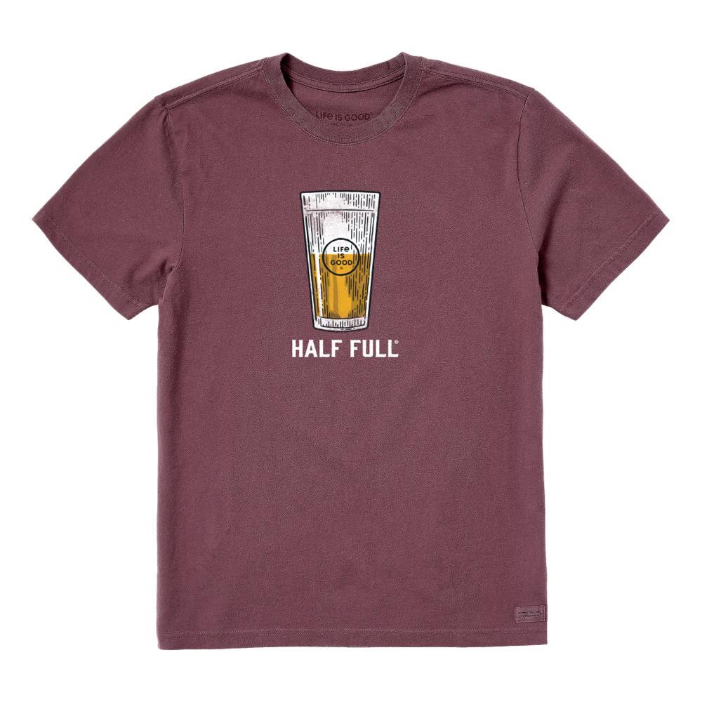 Life is Good Men's Half Full Beer Crusher-Lite Tee MAHOGBROWN