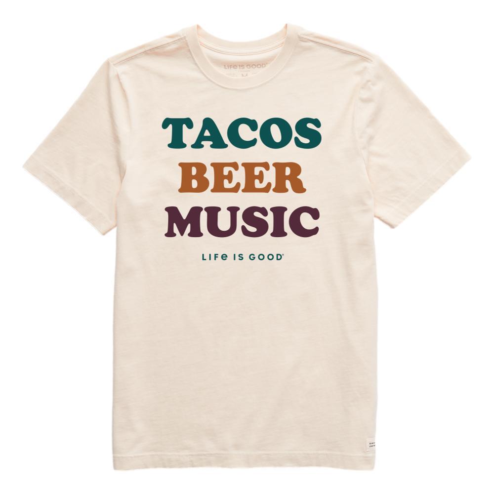 Life is Good Men's Tacos Beer Music Crusher Tee PUTTYWHITE