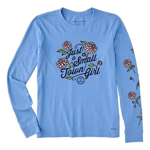 Life is Good Women's Just A Small Town Girl Long Sleeve Crusher-Lite Tee Cornflblue