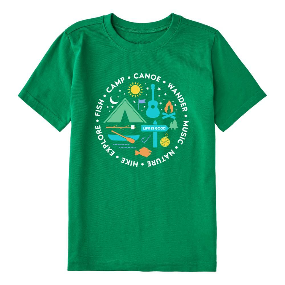Life is Good Kids All About Camp Crusher Tee KELLYGREEN