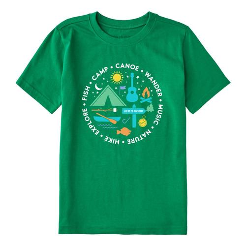 Life is Good Kids All About Camp Crusher Tee Kellygreen