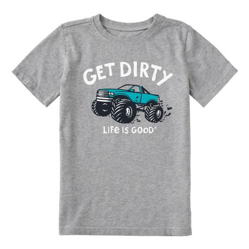 Life is Good Kids Get Dirty Crusher Tee Hthrgray