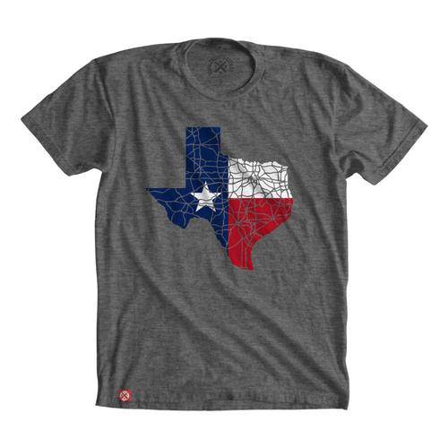 Tumbleweed Texstyles Men's Texas Flag Roadtrip T-Shirt Heathergrey