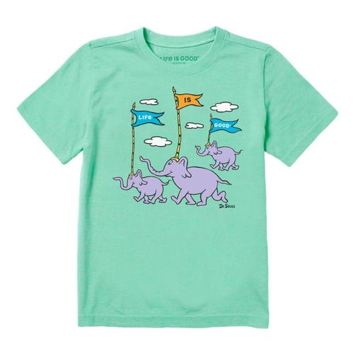 Life Is Good Kids Oh The Places Three Elephants Crusher Tee Shirt Speargreen