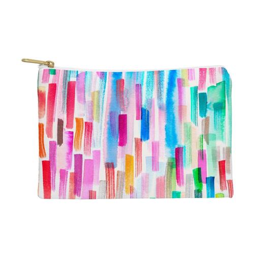 Deny Designs Colorful Brushstrokes White Pouch - Small