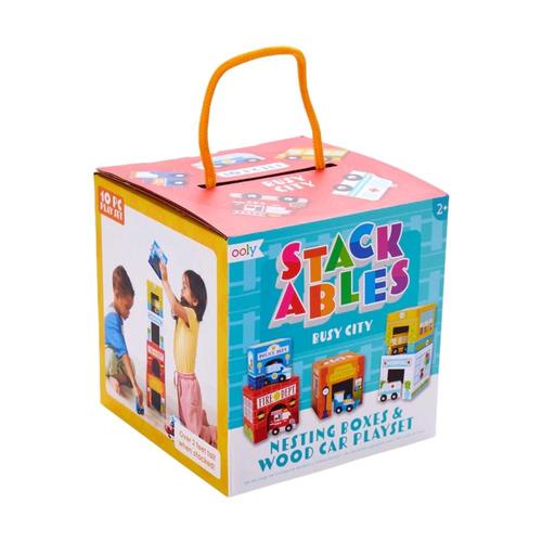 OOLY Stackables Nested Cardboard Toys and Cars Set - Busy City