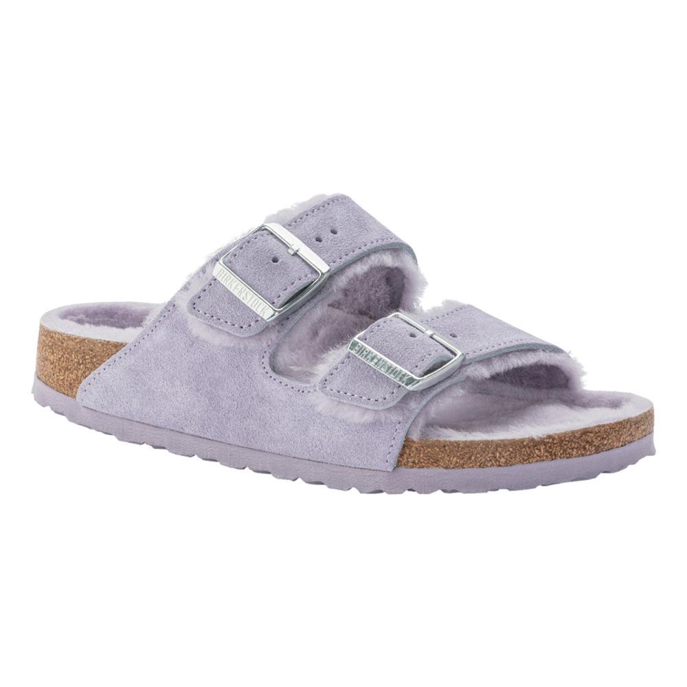 Birkenstock Women's Arizona Suede Leather Shearling Clogs - Narrow PURPLE.SD