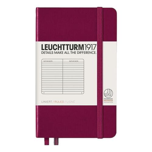 Leuchtturm1917 Hardcover Pocket Ruled Notebook Port_red