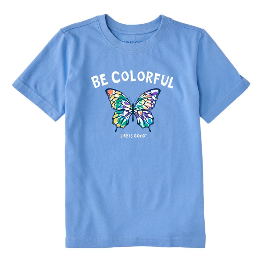 Life is Good Kids Be Colorful Tie Dye Butterfly Crusher T-Shirt CORNBLUE