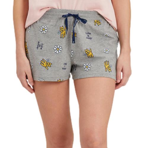 Life is Good Women's Rocket With Daisy Pattern Snuggle Up Sleep Shorts Hthgrey