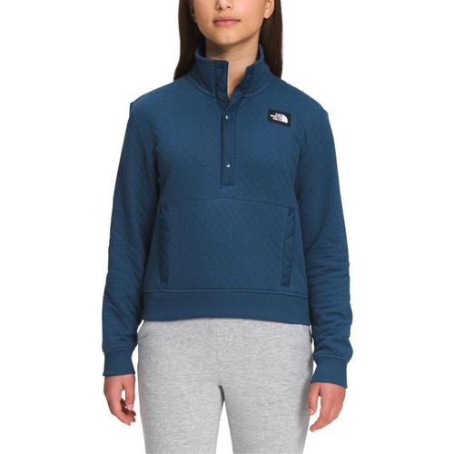 The North Face Girls Edgewater Quilted 1/4 Snap Pullover Shadblu_hdc