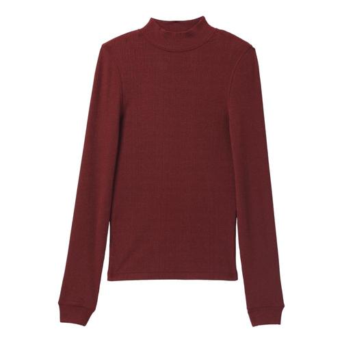 prAna Women's Foundation Rib Mock Neck Long Sleeve Shirt Rhubarbht
