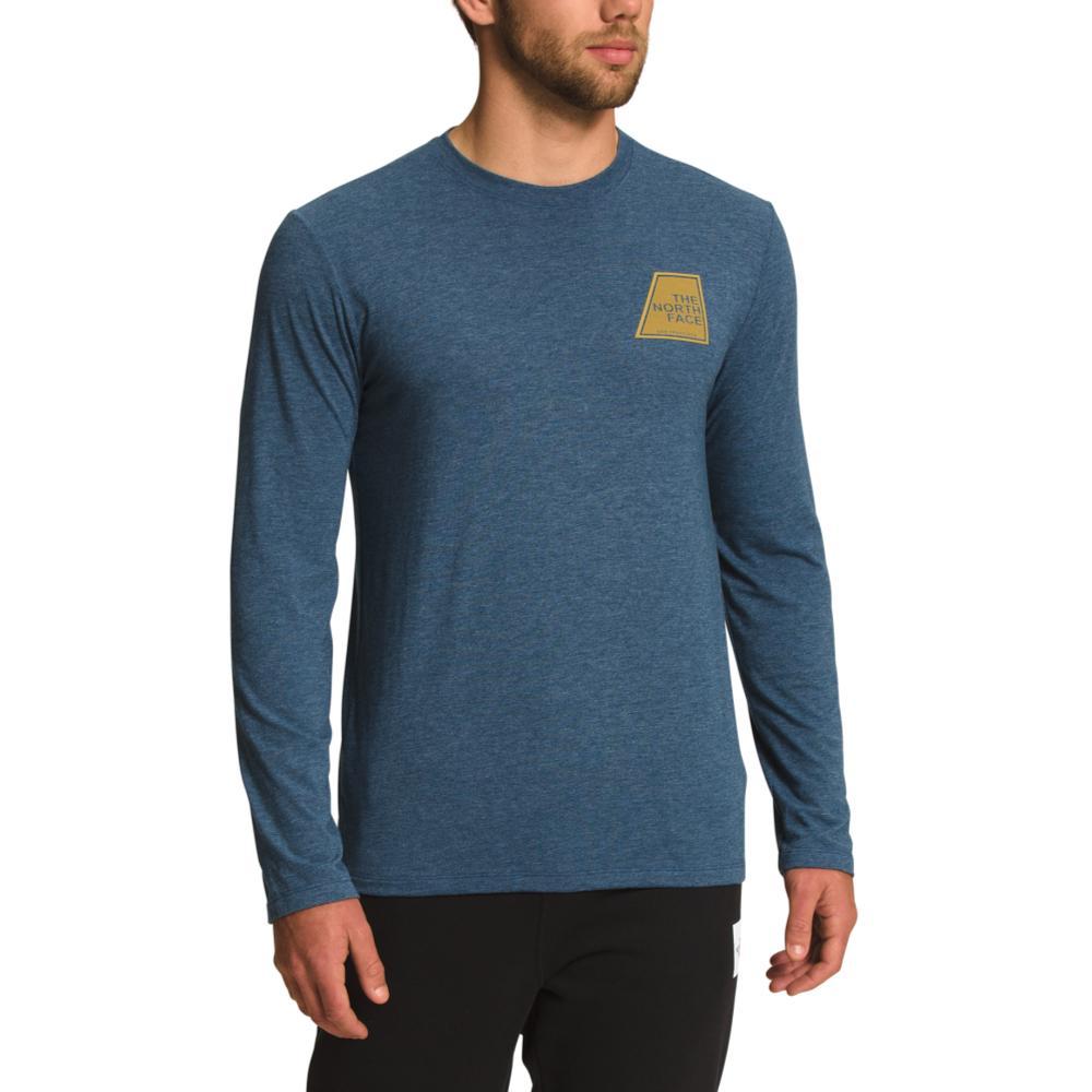 The North Face Men's Long-Sleeve Tri-Blend Logo Marks Tee Shirt BLUE_O5L