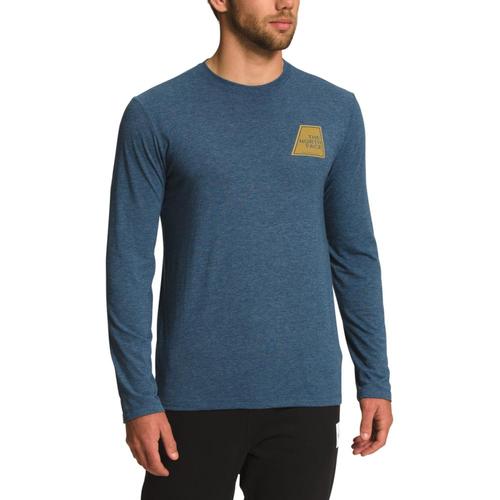 The North Face Men's Long-Sleeve Tri-Blend Logo Marks Tee Shirt Blue_o5l